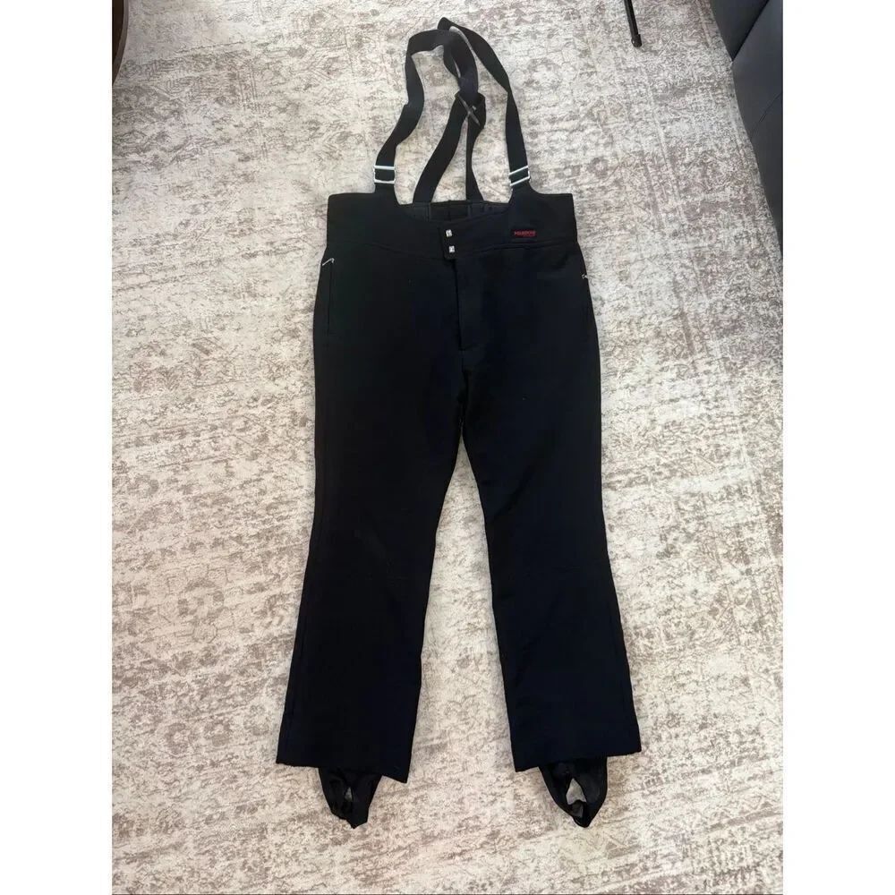 Vintage Peregrine Men's Wool Blend Stirrup Ski Snow Bib Pants Black Size 40